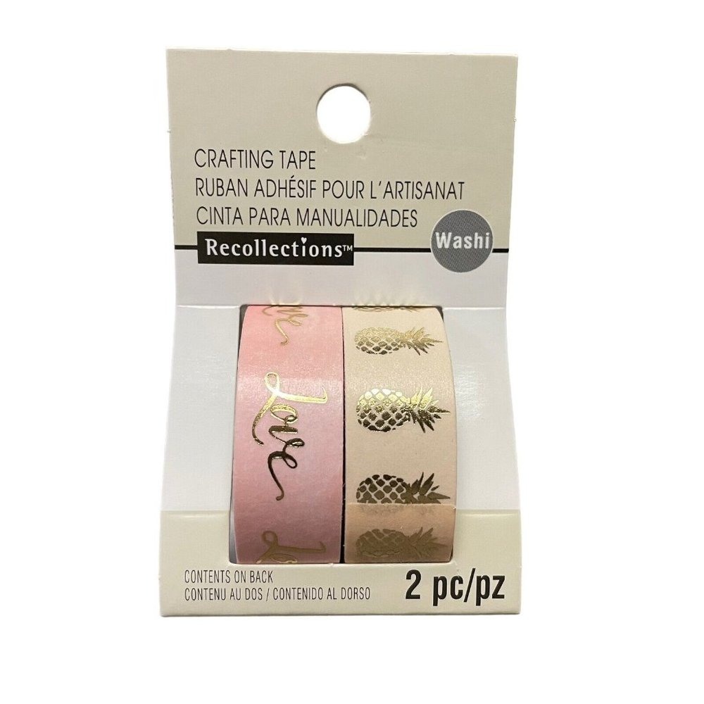 Recollections 2 Pc Washi Crafting Foil Tape Scrapbooking Planner Love Pineapple